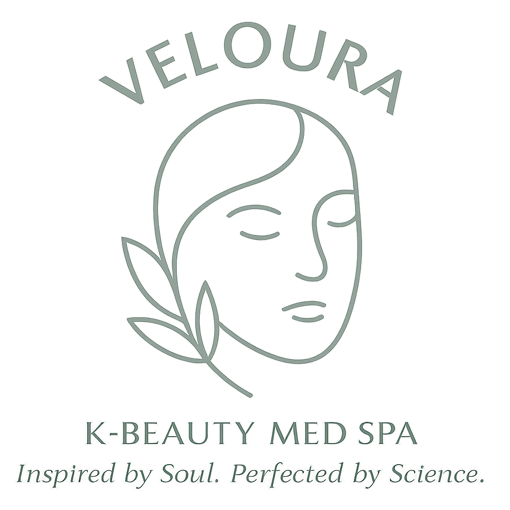 Veloura K-Beauty Med Spa logo design.